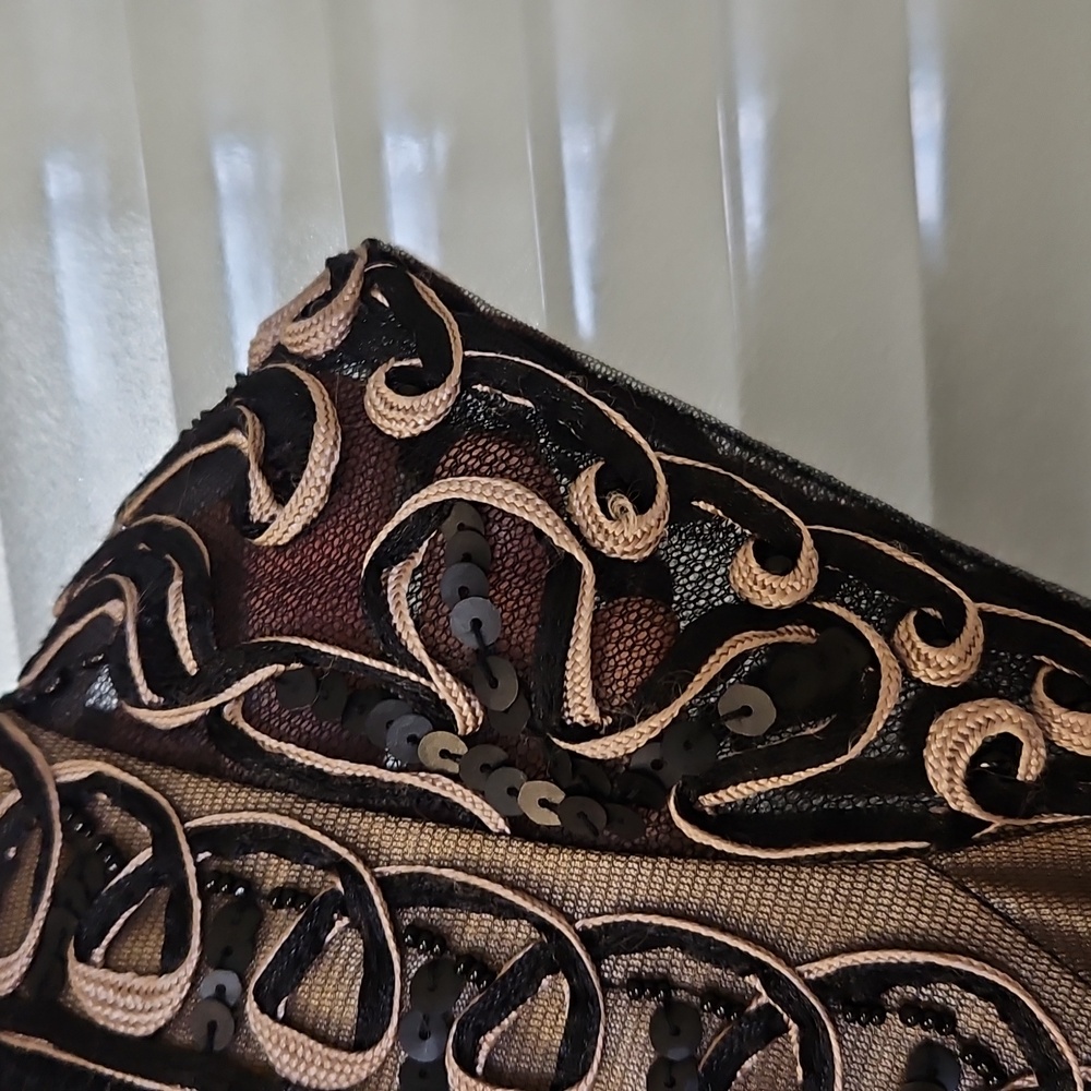 Size 2 Black/Tank-Cream Colored Soutache Lace Mid… - image 8